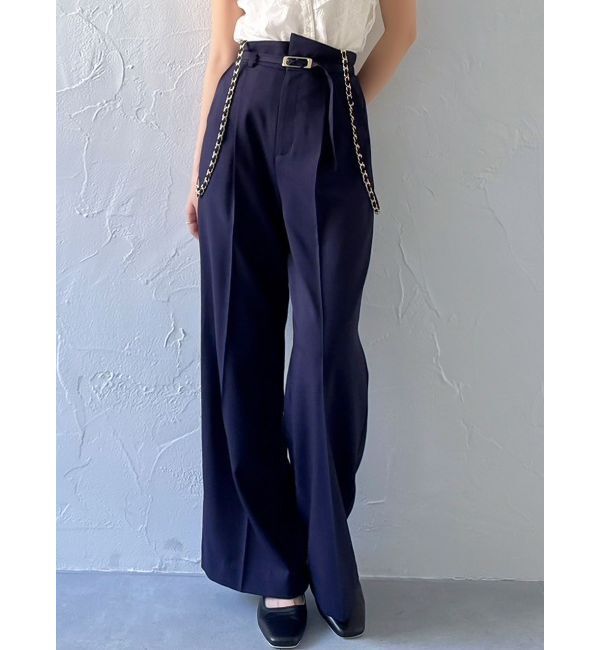 dazzlin「ハイウエストチェーンサス付パンツ」|その他|ネイビー