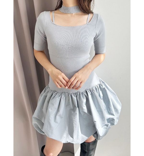 MERCURYDUO「バルーンドッキングミニニットワンピース」|ワンピース|