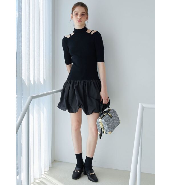 MERCURYDUO「バルーンドッキングミニニットワンピース」|ワンピース|