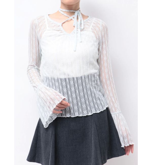 MERCURYDUO「ストレッチレースカットソー」|Tシャツ・カットソー|アイスブルー