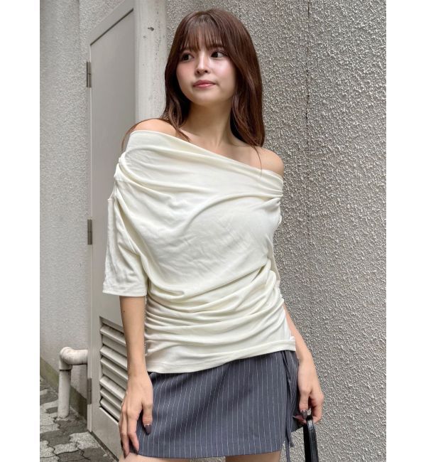 MURUA「ドレープワンショルダートップス」|Tシャツ・カットソー|