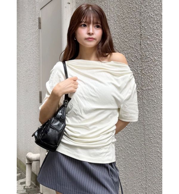 MURUA「ドレープワンショルダートップス」|Tシャツ・カットソー|