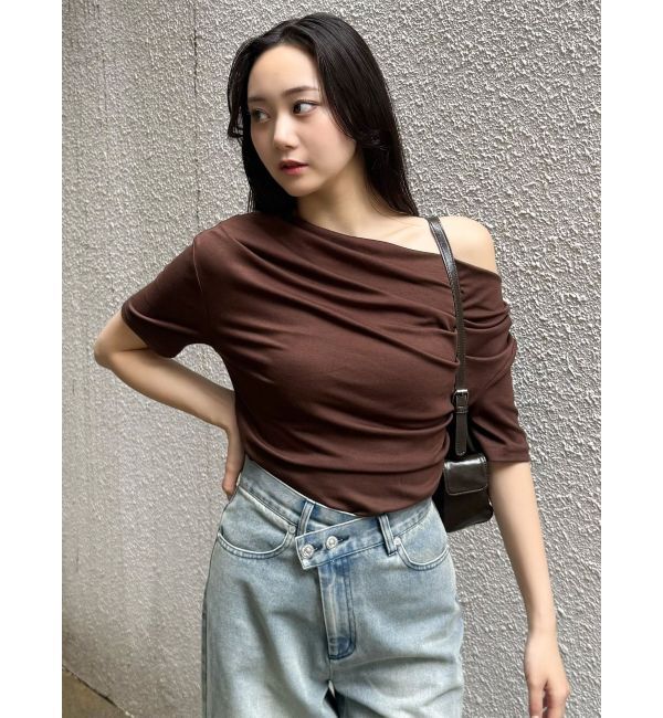 MURUA「ドレープワンショルダートップス」|Tシャツ・カットソー|