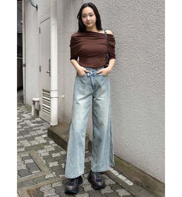 MURUA「ドレープワンショルダートップス」|Tシャツ・カットソー|