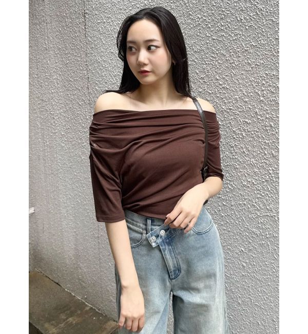 MURUA「ドレープワンショルダートップス」|Tシャツ・カットソー|