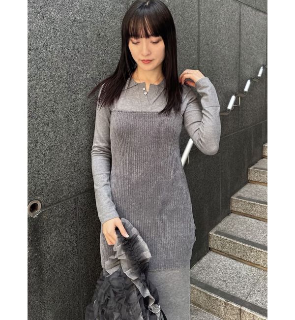 LAGUNAMOON「ベロアライクレイヤードニットワンピース」|ワンピース|