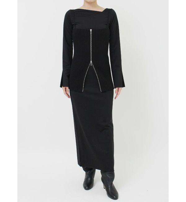 LAGUNAMOON「フロントZIPニットビスチェセットワンピース」|ワンピース|