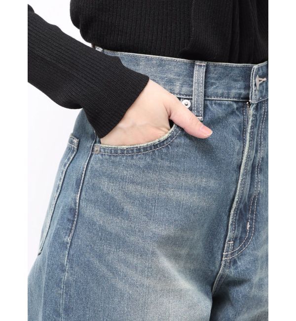 EVRIS「リボンレースワイドデニムパンツ」|デニム|