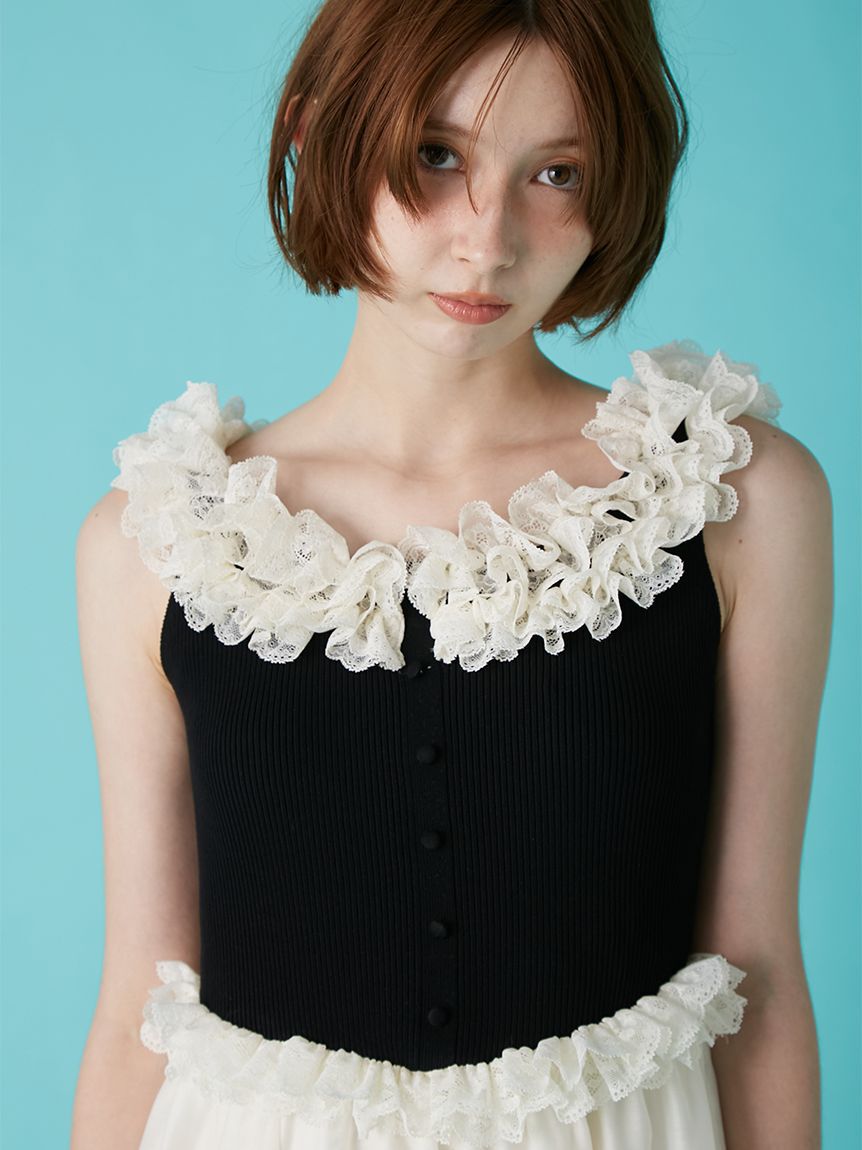 LILY BROWN「フリルニットドッキングワンピース」|ワンピース|