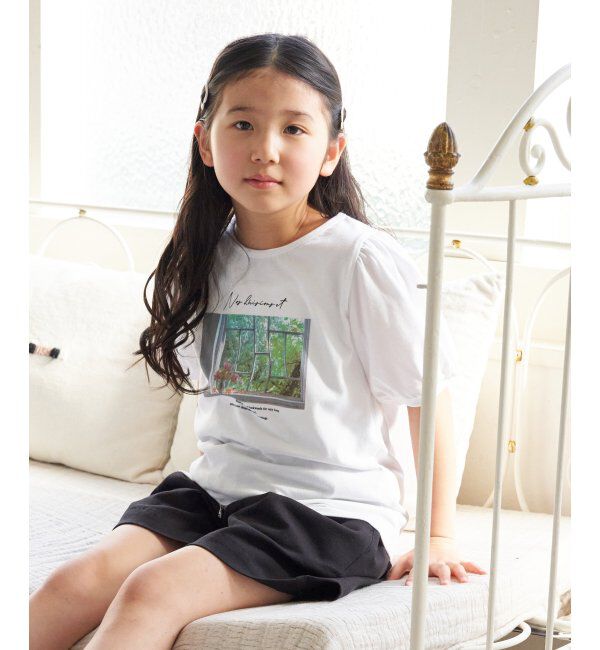 ikka kids「【親子おそろい】ボリュームパフ袖プリントTシャツ（120~160cm）」|Tシャツ・カットソー|