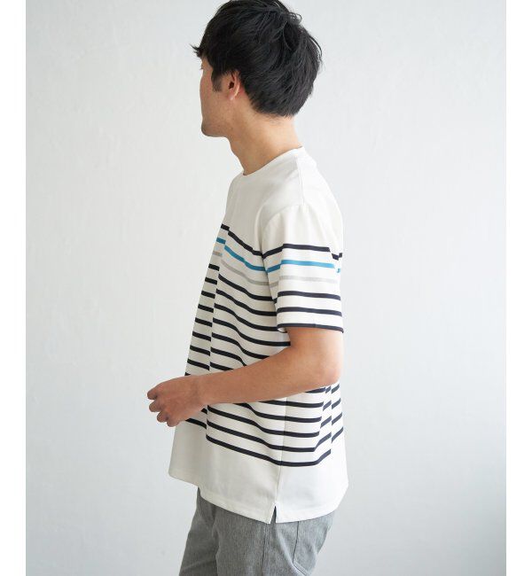 ikka「【接触冷感／吸水速乾】アーバンドライパネルボーダーTシャツ」|Tシャツ・カットソー|