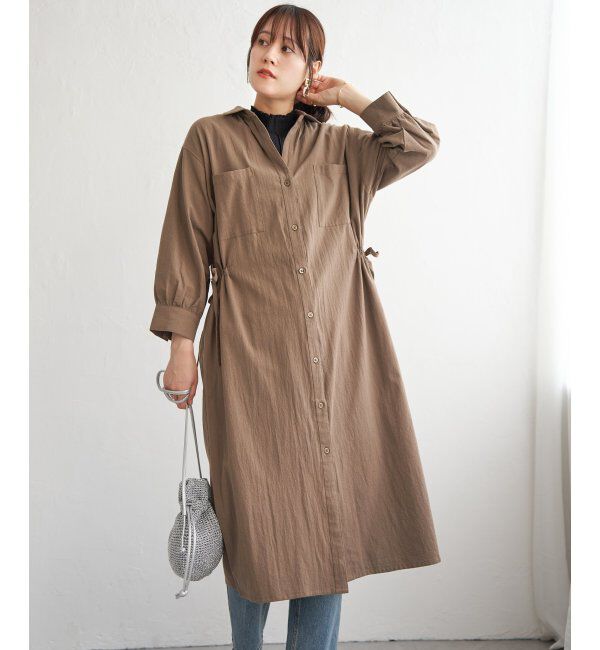 ikka「コットンスキッパーシャツワンピース」|その他|コーヒー