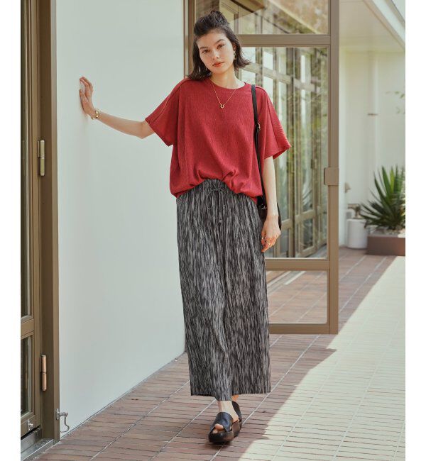 ikka「【雑誌InRed6月号掲載】さらっとプリーツワイドパンツ【親子コーデ】」|キュロット|