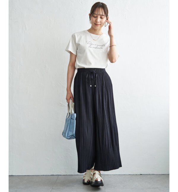 ikka「【雑誌InRed6月号掲載】さらっとプリーツワイドパンツ【親子コーデ】」|キュロット|