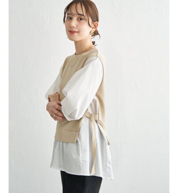 ikka「異素材切り替えフェイクレイヤード」|その他|ベージュ