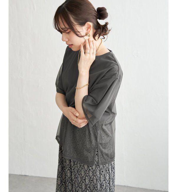 ikka「チュールレイヤードプルオーバー」|Tシャツ・カットソー|