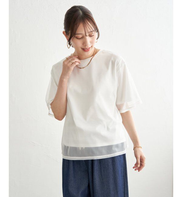 ikka「チュールレイヤードプルオーバー」|Tシャツ・カットソー|