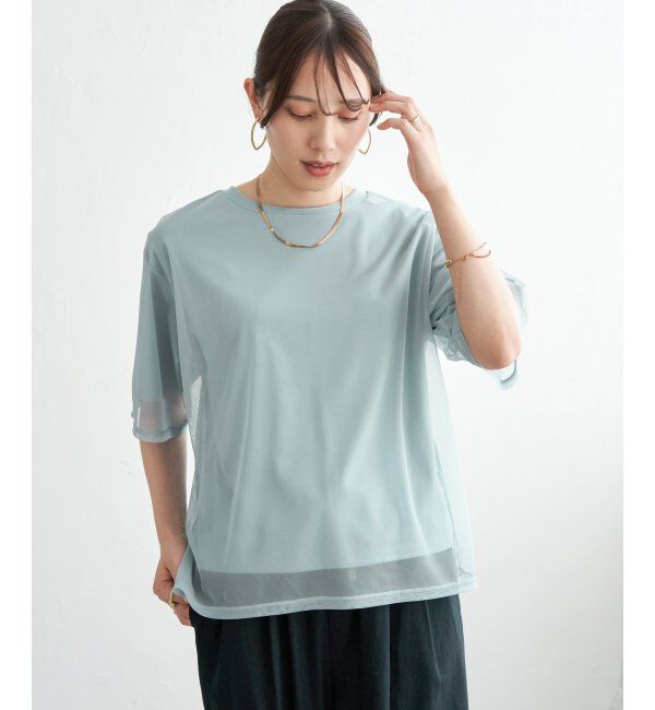 ikka「チュールレイヤードプルオーバー」|Tシャツ・カットソー|ライトブルー