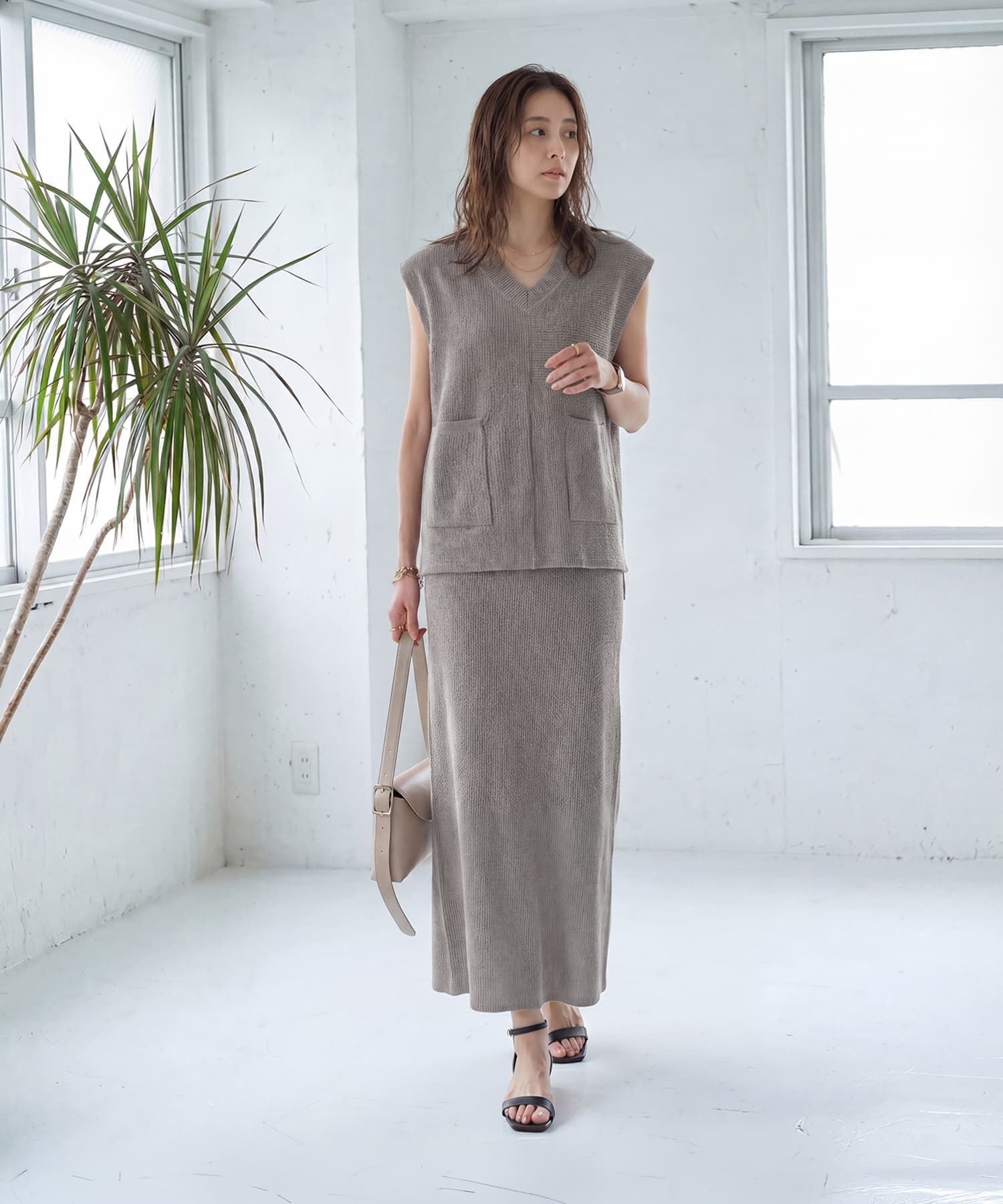  「【LUXE】ストライプ状フリルのカットソーセットアップ」|Tシャツ・カットソー|