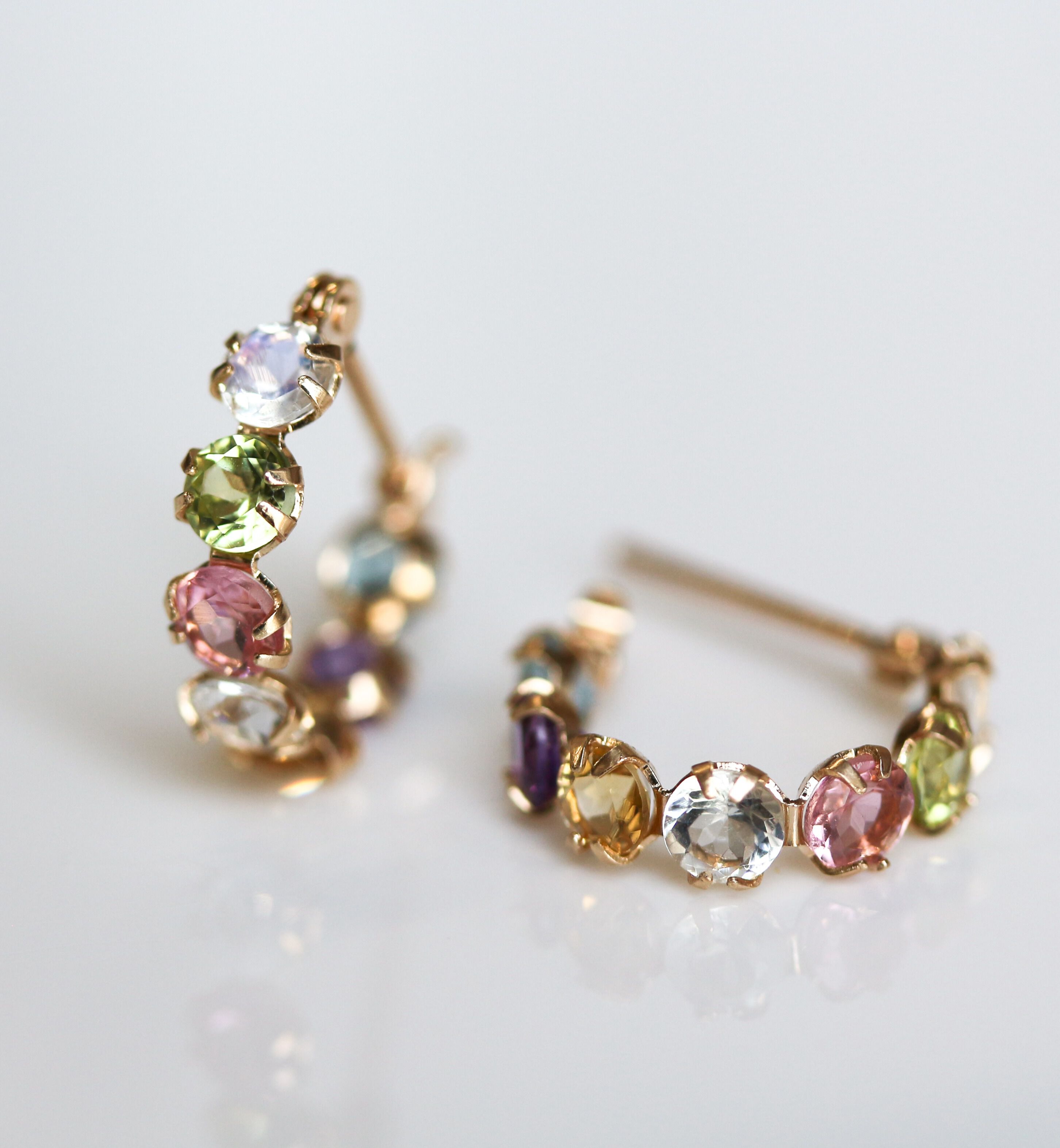  「マルチカラー スナップ フープ ピアス | K10YG」|ピアス|