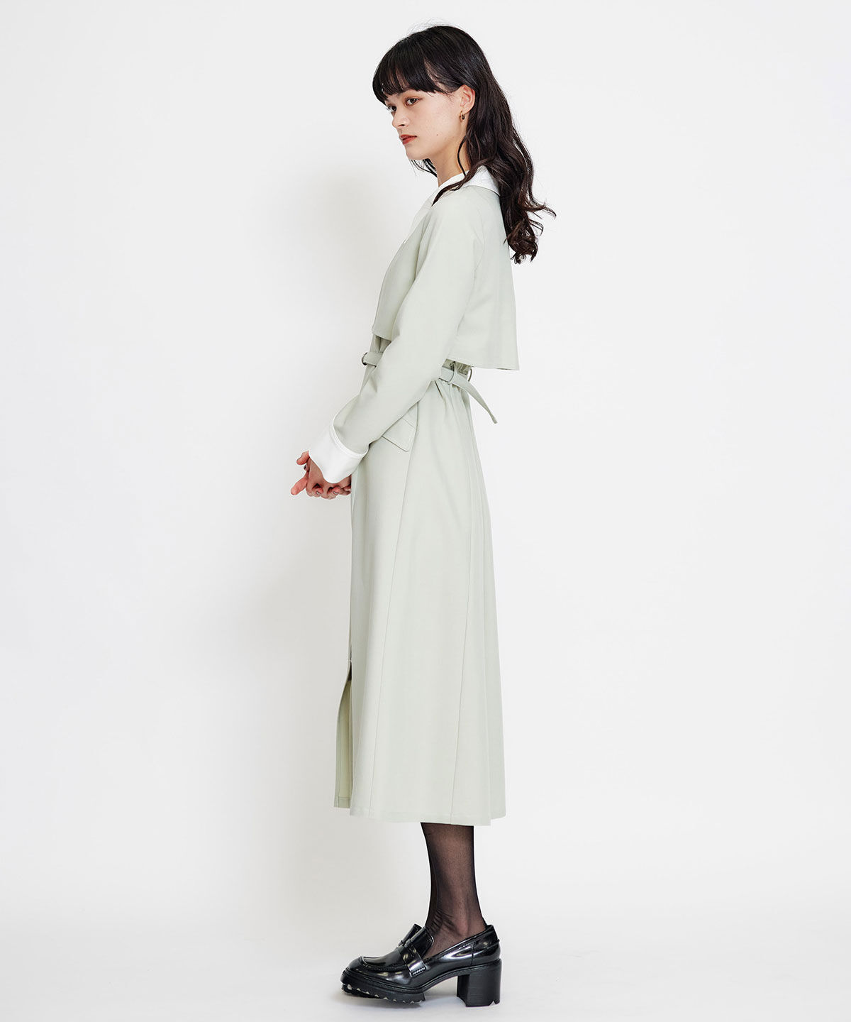 REDYAZEL「フロントZIPバイカラーロングシャツワンピース」|ワンピース|