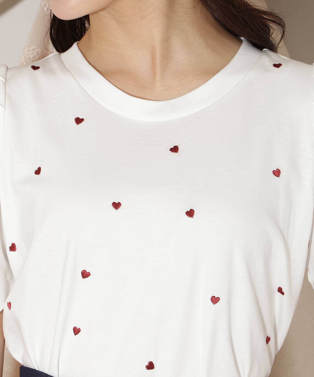 WILLSELECTION「ハート刺繍タックスリーブTシャツ」|Tシャツ・カットソー|