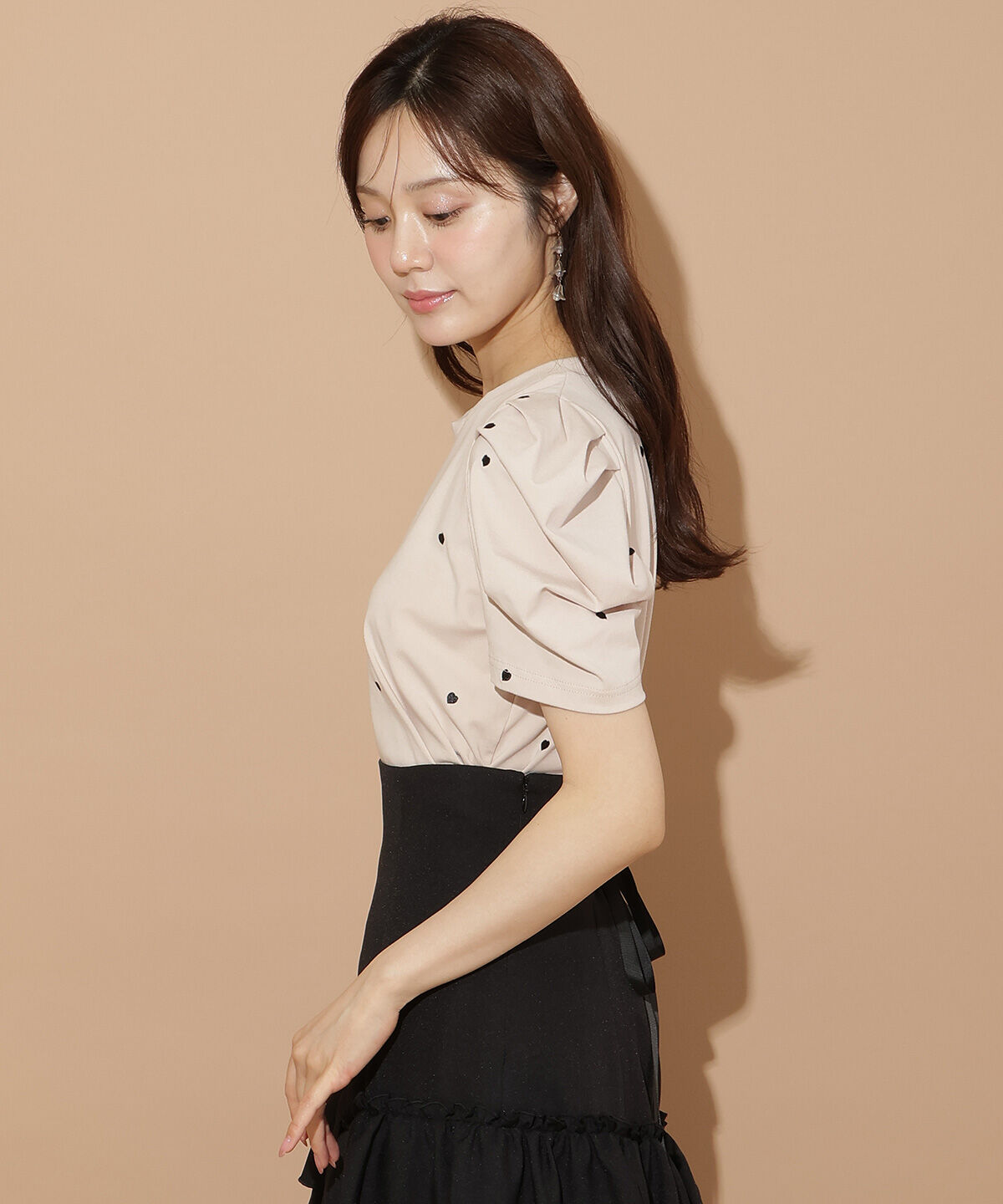WILLSELECTION「ハート刺繍タックスリーブTシャツ」|Tシャツ・カットソー|