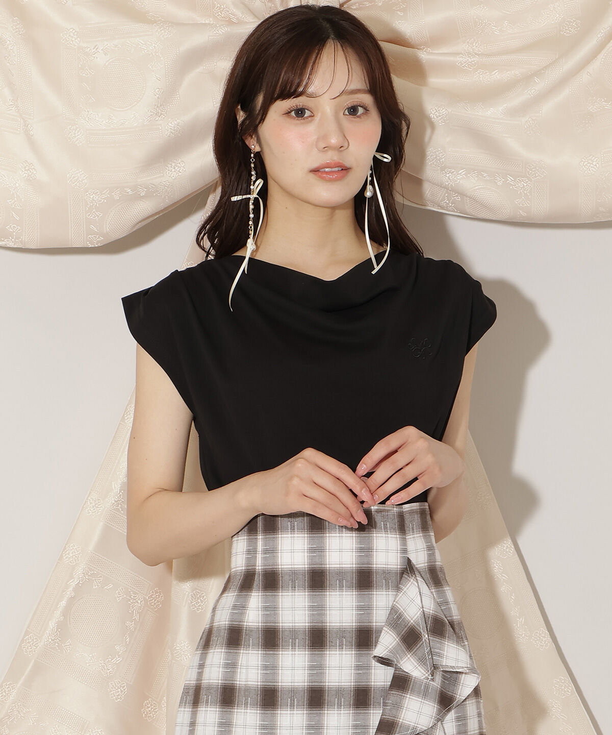 WILLSELECTION「ドレープデザインカットトップス」|Tシャツ・カットソー|ブラック
