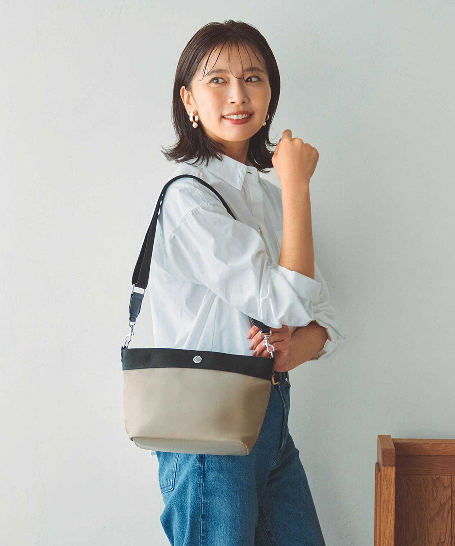 TOPKAPI BREATH「【Breath TOPKAPI sis】【WEB限定】ナイロン 舟形 ショルダーバッグ 軽量 / RIPPLE リプル 」|ショルダー・メッセンジャー|ペールベージュ