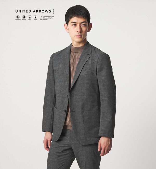UNITED ARROWS「COOL DOTS プリント シングル 2ボタン テーラードジャケット UA COZY ウォッシャブル 2WAYストレッチ」|テーラードジャケット|DK.GRAY