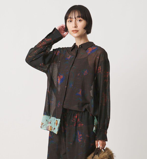 UNITED ARROWS「フラワー パネル プリント シャツ ‐ウォッシャブル‐」|シャツ・ブラウス|
