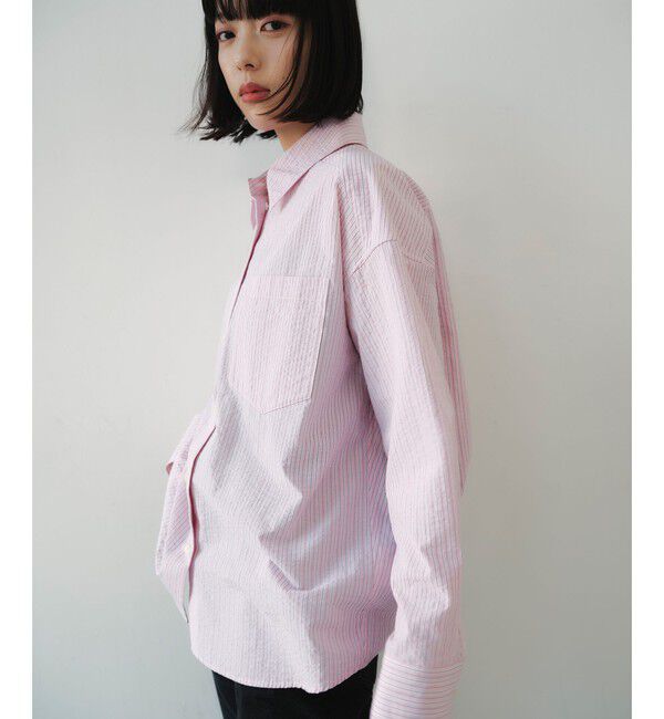 EMMEL REFINES「＜EMMEL REFINES＞EM ウェーブマルチ ストライプ シャツ」|シャツ・ブラウス|PINK