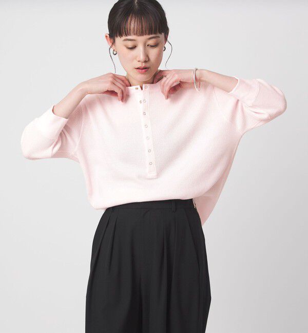 UNITED ARROWS green label relaxing「【WEB限定】＜at ease＞ワッフル ヘンリーネック 5分袖 カットソー」|Tシャツ・カットソー|