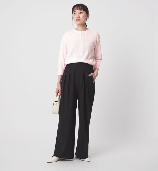 UNITED ARROWS green label relaxing「【WEB限定】＜at ease＞ワッフル ヘンリーネック 5分袖 カットソー」|Tシャツ・カットソー|