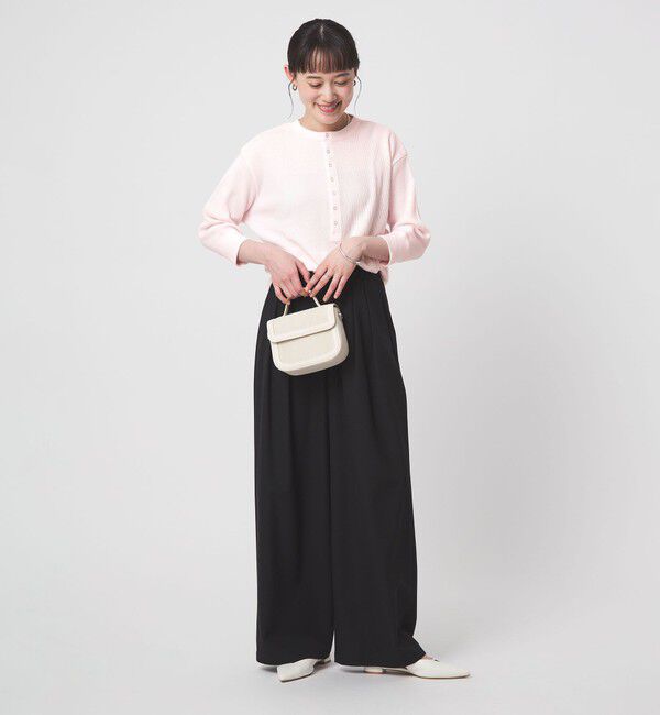 UNITED ARROWS green label relaxing「【WEB限定】＜at ease＞ワッフル ヘンリーネック 5分袖 カットソー」|Tシャツ・カットソー|
