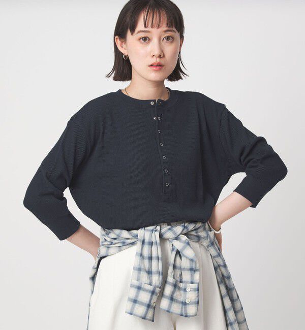 UNITED ARROWS green label relaxing「【WEB限定】＜at ease＞ワッフル ヘンリーネック 5分袖 カットソー」|Tシャツ・カットソー|