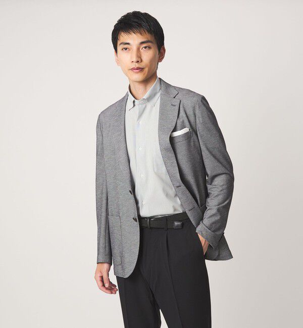 UNITED ARROWS green label relaxing「ポリエステル ラッカン ストライプ スタンダード スナップ ボタンダウン 半袖 シャツ -ストレッチ・イージ」|シャツ・ブラウス|