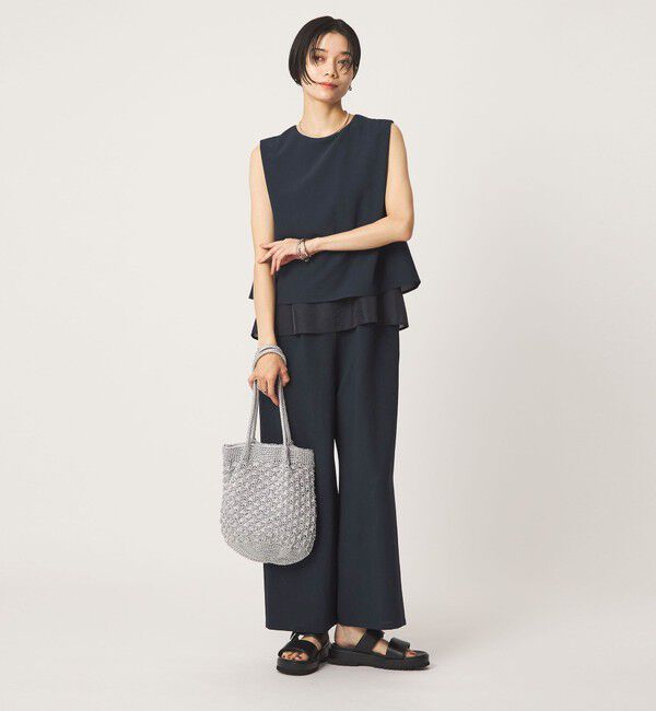 UNITED ARROWS green label relaxing「【結論シリーズ】ダブルフレアオールインワン マシンウォッシャブル 通気性 ストレッチ」|オールインワン|NAVY