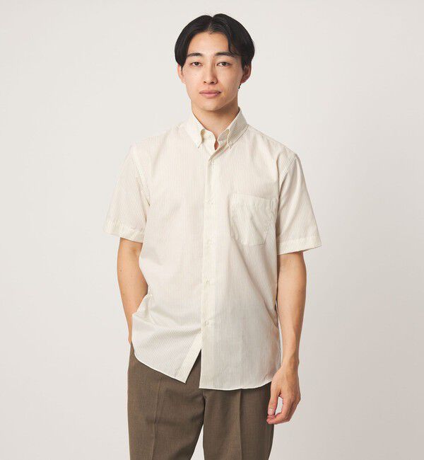 UNITED ARROWS green label relaxing「エブリット TC パナマ ストライプ スタンダード ボタンダウン ショートスリーブ シャツ -イージーアイロン」|シャツ・ブラウス|