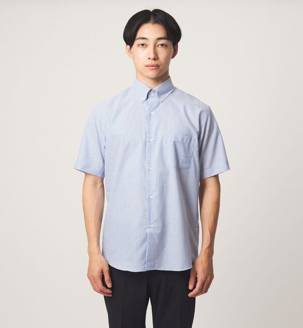 UNITED ARROWS green label relaxing「エブリット TC パナマ ストライプ スタンダード ボタンダウン ショートスリーブ シャツ -イージーアイロン」|シャツ・ブラウス|