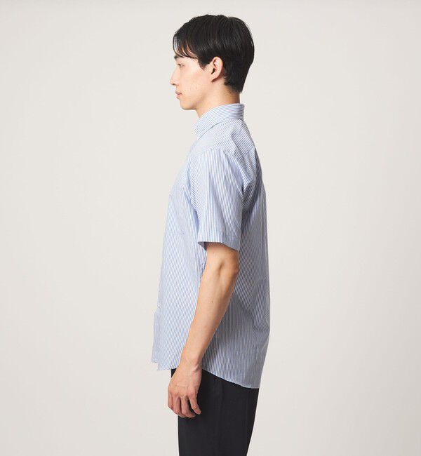 UNITED ARROWS green label relaxing「エブリット TC パナマ ストライプ スタンダード ボタンダウン ショートスリーブ シャツ -イージーアイロン」|シャツ・ブラウス|