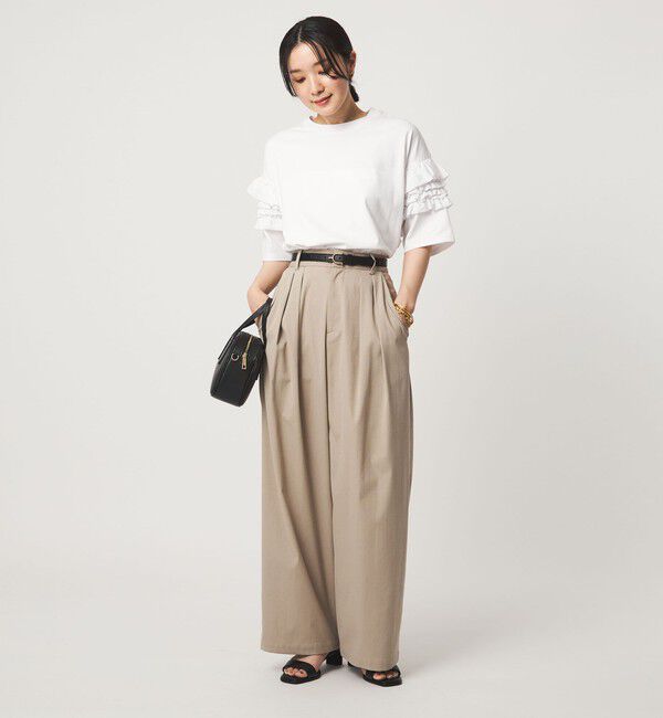 UNITED ARROWS green label relaxing「【WEB限定】＜at ease＞袖フリル  ショートスリーブ カットソー」|Tシャツ・カットソー|