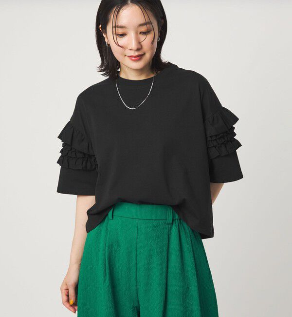 UNITED ARROWS green label relaxing「【WEB限定】＜at ease＞袖フリル  ショートスリーブ カットソー」|Tシャツ・カットソー|