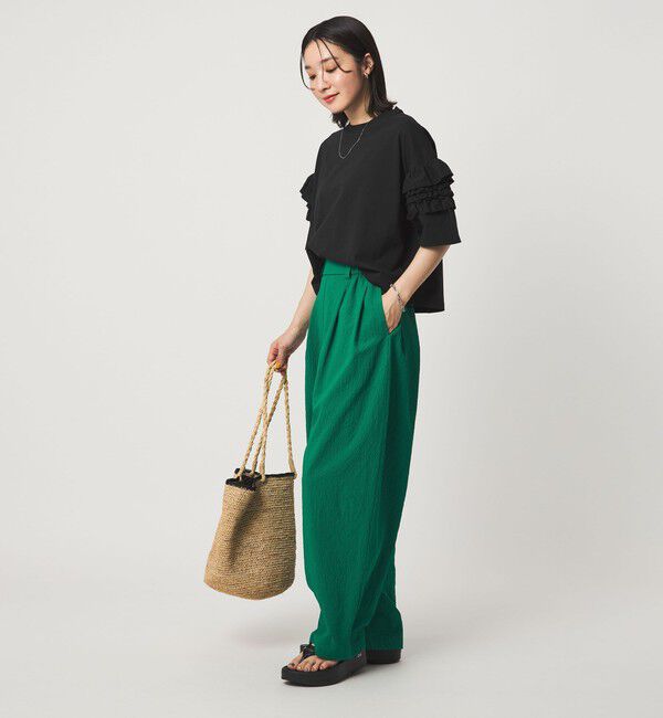 UNITED ARROWS green label relaxing「【WEB限定】＜at ease＞袖フリル  ショートスリーブ カットソー」|Tシャツ・カットソー|