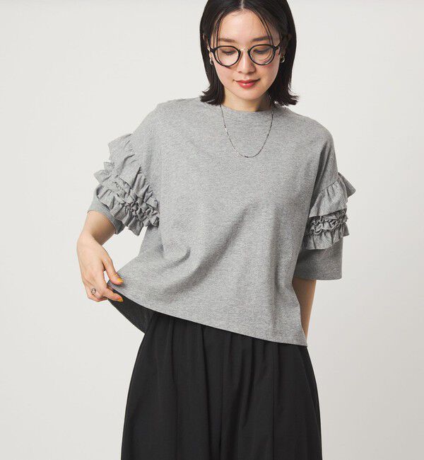 UNITED ARROWS green label relaxing「【WEB限定】＜at ease＞袖フリル  ショートスリーブ カットソー」|Tシャツ・カットソー|