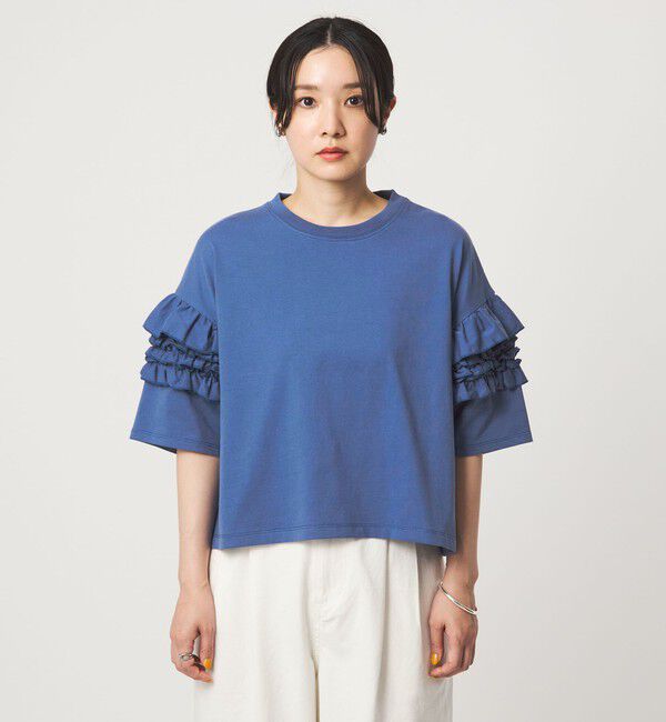 UNITED ARROWS green label relaxing「【WEB限定】＜at ease＞袖フリル  ショートスリーブ カットソー」|Tシャツ・カットソー|
