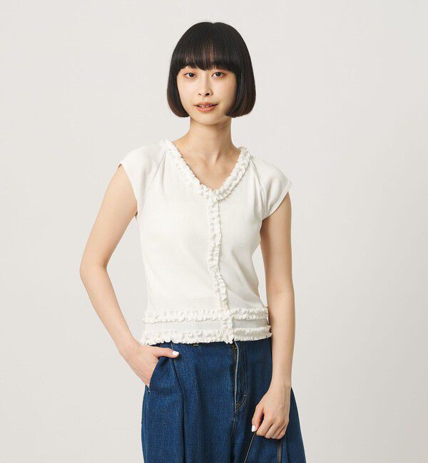 BEAUTY&YOUTH UNITED ARROWS「コットン リブ フリル キャップスリーブ カットソー」|Tシャツ・カットソー|