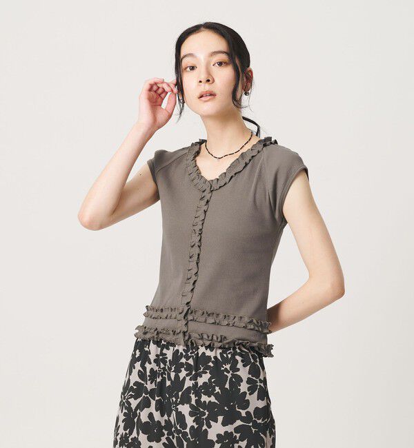 BEAUTY&YOUTH UNITED ARROWS「コットン リブ フリル キャップスリーブ カットソー」|Tシャツ・カットソー|