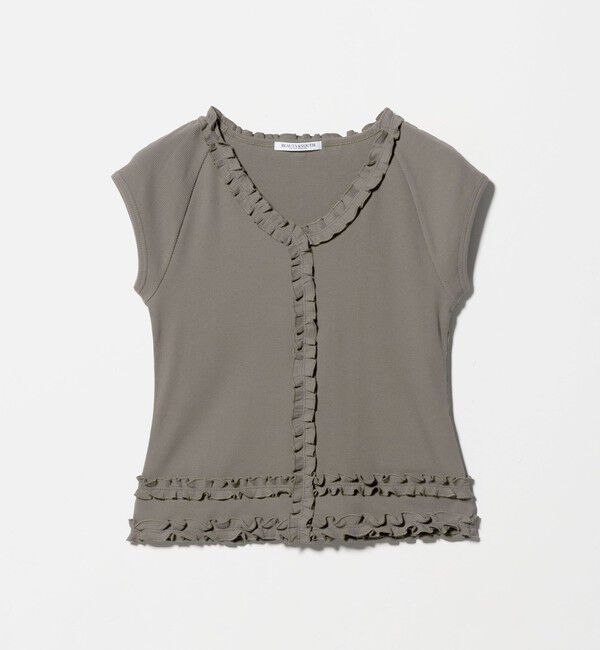 BEAUTY&YOUTH UNITED ARROWS「コットン リブ フリル キャップスリーブ カットソー」|Tシャツ・カットソー|