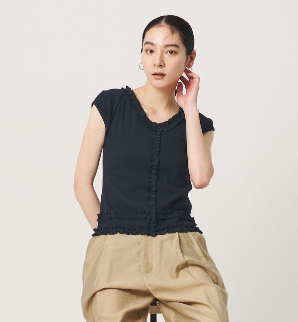 BEAUTY&YOUTH UNITED ARROWS「コットン リブ フリル キャップスリーブ カットソー」|Tシャツ・カットソー|